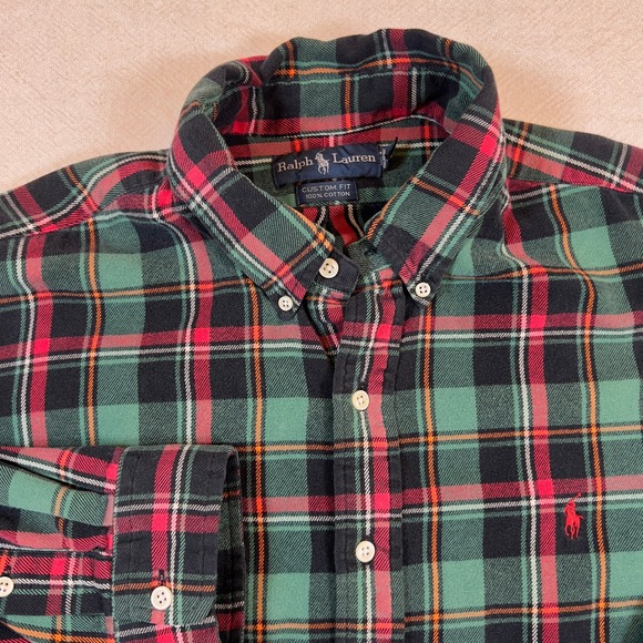 Ralph Lauren Custom Fit Plaid Flannel Long Sleeve Button Down Shirt Size XXL - Picture 1 of 7